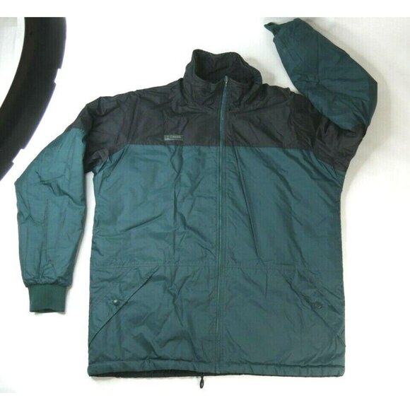 Columbia Green Black Full Zip Insulated Reversible Jacket Parka Mens Large Tall